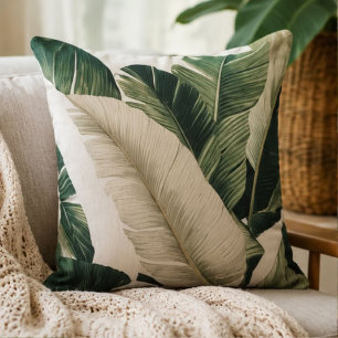 Tropical Banana Leaf Botanical Wall Art Cushion