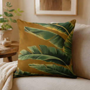 Tropical Banana Leaf Green Botanical Modern Cushion