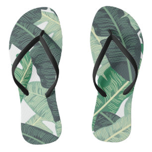 Tropical Banana Leaf pattern Flip Flops