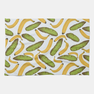 Tropical Banana Leaf Pattern Tea Towel