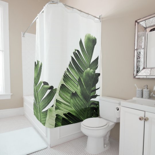 Tropical Banana Leaf Shower Curtain Zazzle Co Uk Tropical Banana Leaf Shower Curtain, Leaf Shower Curtain