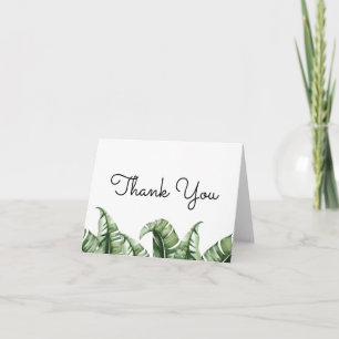 Tropical Banana Leaf Simple Script Thank You Note Card