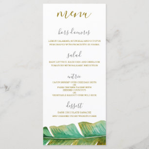 Tropical Banana Leaf Wedding Menu Card