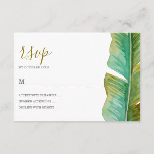 Tropical Banana Leaf Wedding RSVP Card