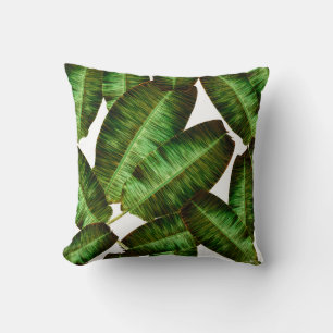Tropical banana leaves, jungle leaf seamless flora cushion