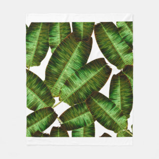 Tropical banana leaves, jungle leaf seamless flora fleece blanket