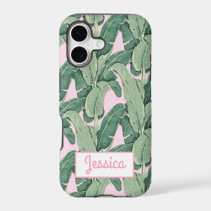 Tropical Banana Leaves on Pink
