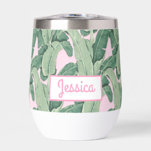 Tropical Banana Leaves on Pink