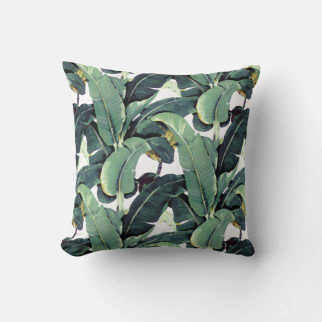 Tropical Banana Leaves Palm Throw Pillow (Front)