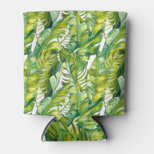 Tropical Banana Leaves Watercolor Pattern Can Cooler
