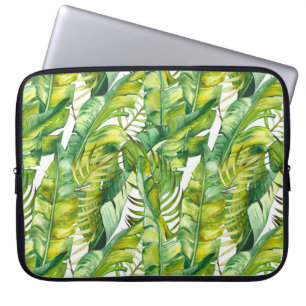 Tropical Banana Leaves Watercolor Pattern Laptop Sleeve