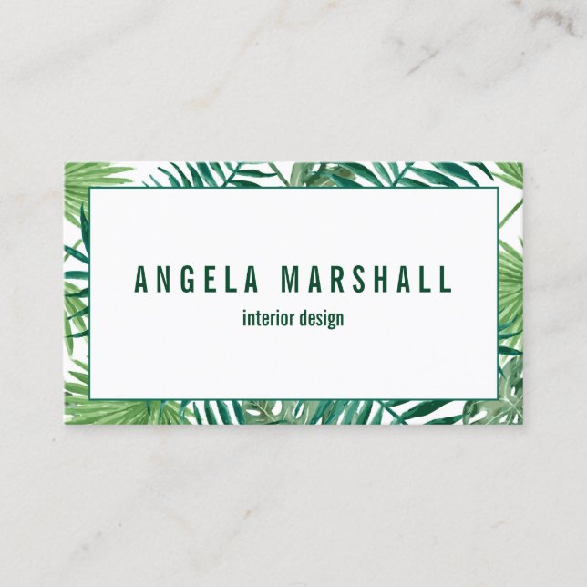 Tropical Banana Palm Leaf Botanical Business Card (Front)