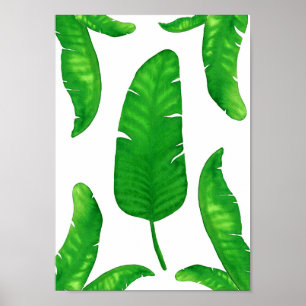 Tropical Banana Palm Leaves print A4 Watercolor