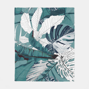 Tropical Bananas Monstera: Fashionable Seamless. Fleece Blanket