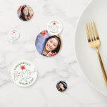 Tropical Bat Mitzvah 3 Photo Green Gold Floral Confetti<br><div class="desc">Add some extra style to your favourite Bat Mitzvah’s celebration party with this customisable table confetti! A stylish, stunning, colourful, tropical watercolor flower, faux gold handwritten script, Star of David and glitter dots, along with spring green modern sans serif type, overlay a white background on one side. Your Bat Mitzvah’s...</div>