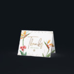 Tropical Bat Mitzvah Floral Watercolor Gold Script Thank You Card<br><div class="desc">Make sure your favourite Bat Mitzvah shows her appreciation to all who supported her milestone event! Send out this sophisticated, personalised thank you card! Stylish, stunning, colourful, tropical watercolor birds of paradise flowers, faux gold handwritten script, Star of David and glitter dots, along with spring green modern sans serif type,...</div>