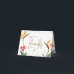 Tropical Bat Mitzvah Floral Watercolor Gold Script Thank You Card<br><div class="desc">Make sure your favourite Bat Mitzvah shows her appreciation to all who supported her milestone event! Send out this sophisticated, personalised thank you card! Stylish, stunning, colourful, tropical watercolor birds of paradise flowers, faux gold handwritten script, Star of David and glitter dots, along with spring green modern sans serif type,...</div>