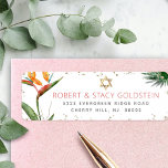 Tropical Bat Mitzvah Gold Palm Watercolor Address<br><div class="desc">Be proud, rejoice and celebrate this milestone of your favourite Bat Mitzvah with this sophisticated, personalised return address label! Stylish, stunning, colourful, tropical watercolor birds of paradise flowers, faux gold Star of David and glitter dots and dark rose pink and grey modern sans serif type overlay a white background. Personalise...</div>