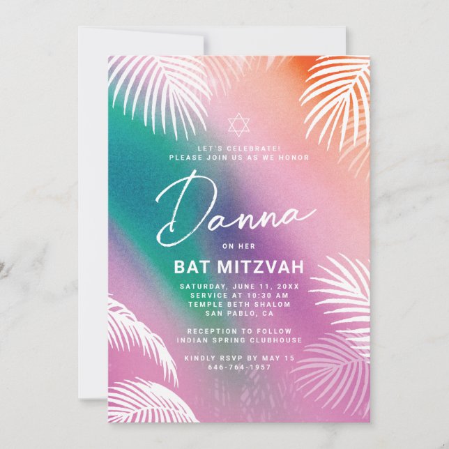 Tropical Bat Mitzvah Invitation Summer (Front)