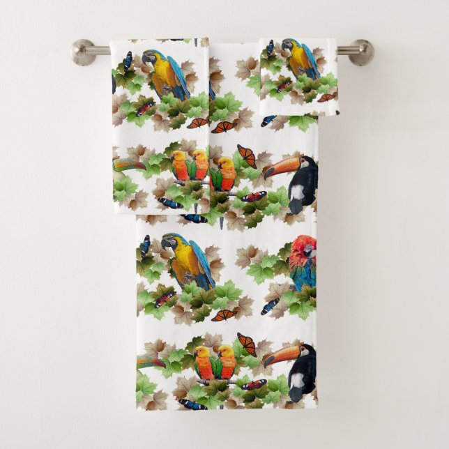 Tropical Bathroom Towel Set (Insitu)