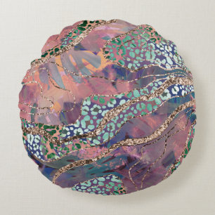 Tropical Batik Animal Glitter Glam 1 Round Cushion