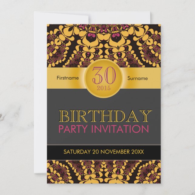 Tropical Batik Celebration Birthday Invitations (Front)