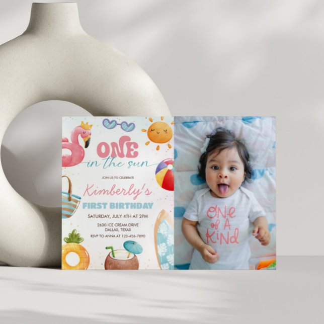 Tropical Beach 1st Birthday Party Photo Invitation (Creator Uploaded)