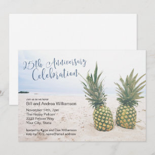 Tropical Beach 25th Anniversary Party Invitation