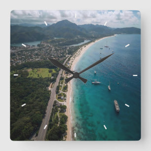 Tropical Beach Aerial View Wall Clock Ocean