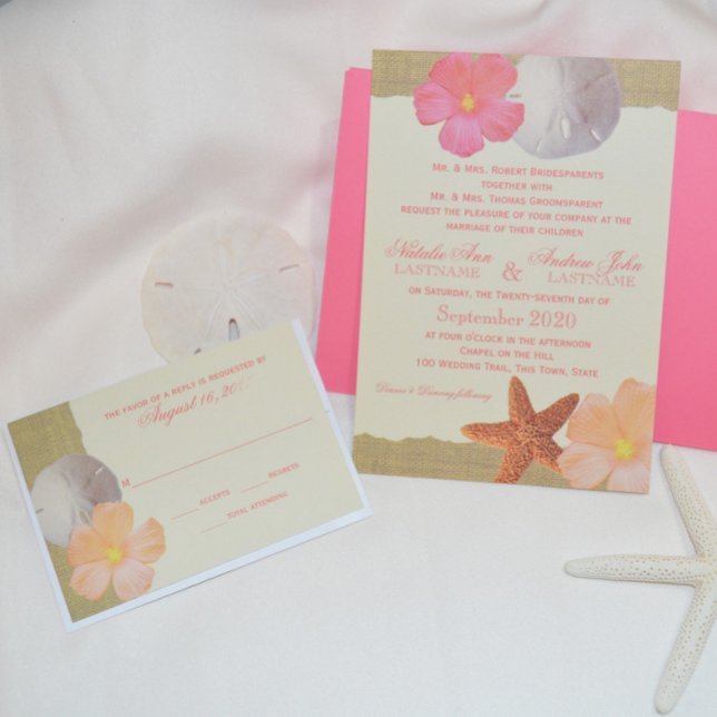Tropical Beach and Burlap RSVP Card (Creator Uploaded)