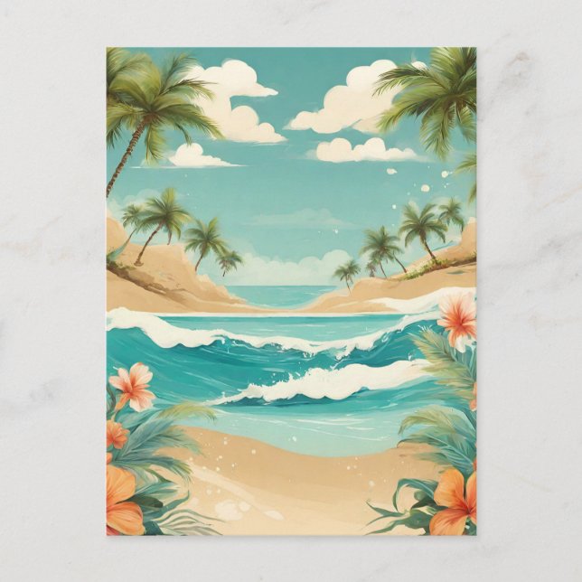 Tropical Beach and Ocean Landscape  Postcard (Front)