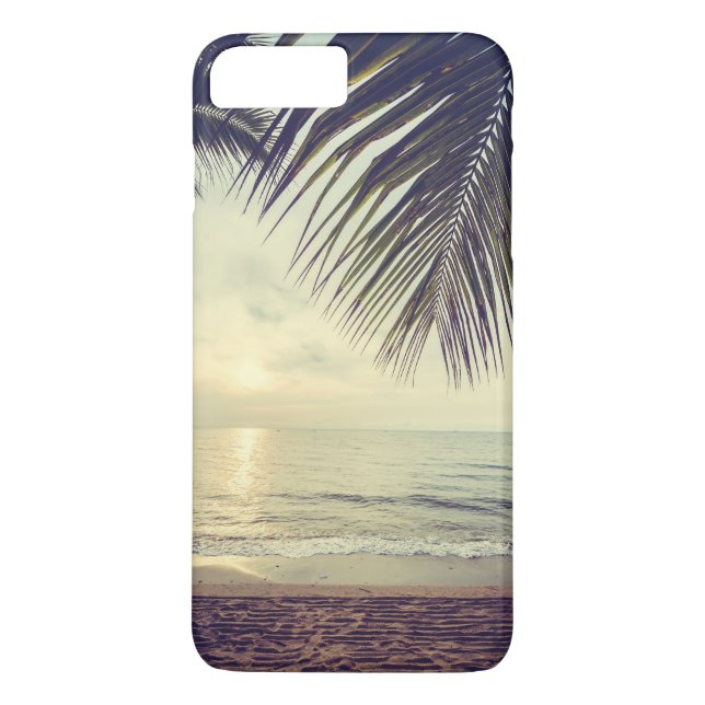 Tropical Beach and Palm Leaves | Phone Case (Back)