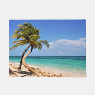 Tropical Beach And Palm Tree Doormat