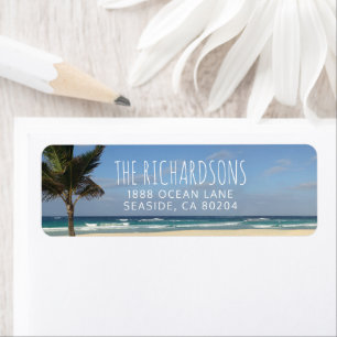 Tropical Beach and Palm Tree Return Address Label