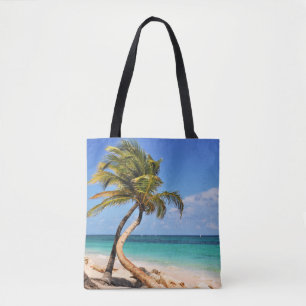 Tropical Beach And Palm Tree Tote Bag