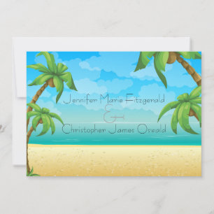 Tropical Beach and Palm Trees Wedding Invitation