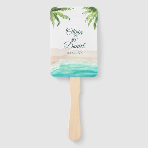 Tropical Beach and Palm Trees Wedding Program Fan