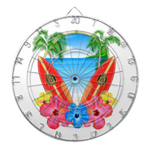 Tropical Beach And Surfboards Dartboard