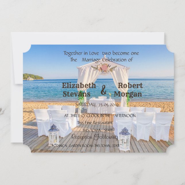Tropical Beach Arbor Floral Invitation (Front)
