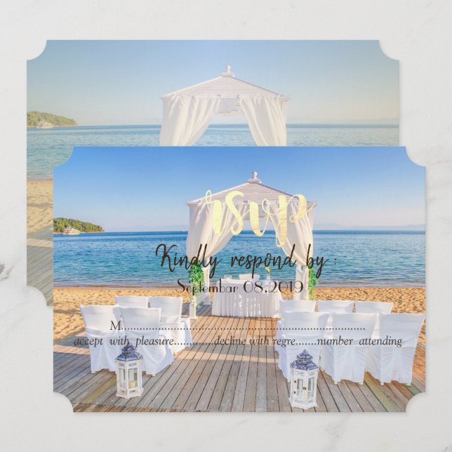 Tropical Beach Arbor  RSVP Invitation (Front/Back)