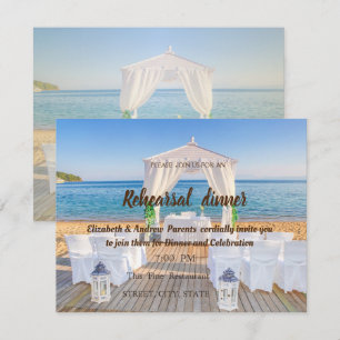 Tropical Beach Arbor Wedding Rehearsal Dinner Invitation