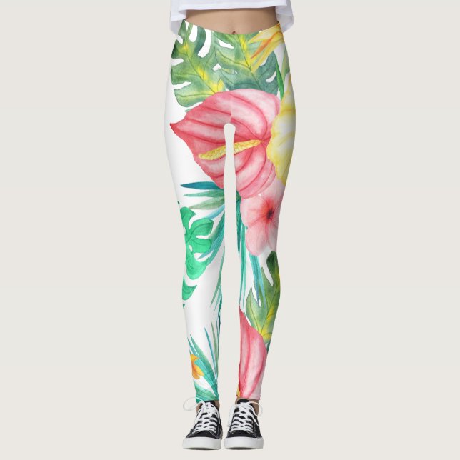 Tropical Beach Artwork Leggings (Front)