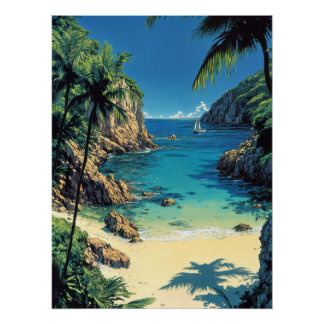 Tropical Beach at Dawn Poster