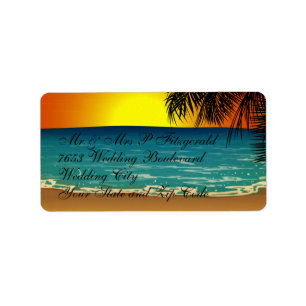 Tropical Beach at Sunset Label