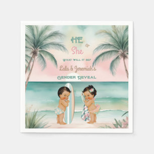 Tropical Beach Baby Gender Reveal Blush Sage Napkin