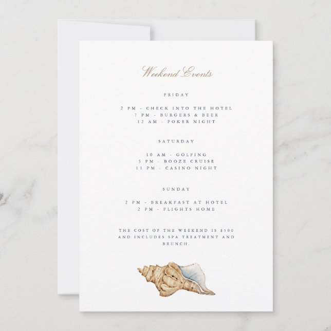 Tropical Beach Bachelor Weekend Invitation Card (Back)