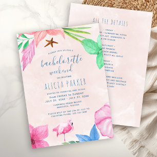 Tropical beach bachelorette weekend party invitation