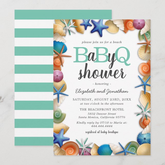 Tropical Beach BBQ Baby Shower Invitation (Front/Back)