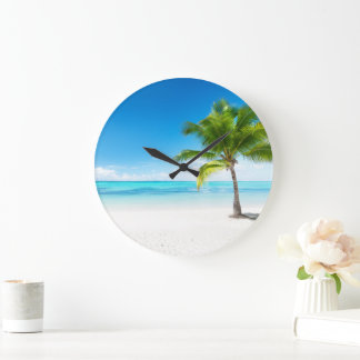 Tropical Beach Beautiful View Large Clock