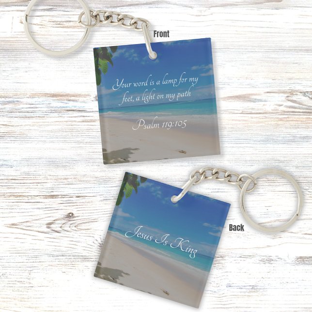 Tropical Beach Bible Verse Psalm 119:105 Key Ring (Creator Uploaded)